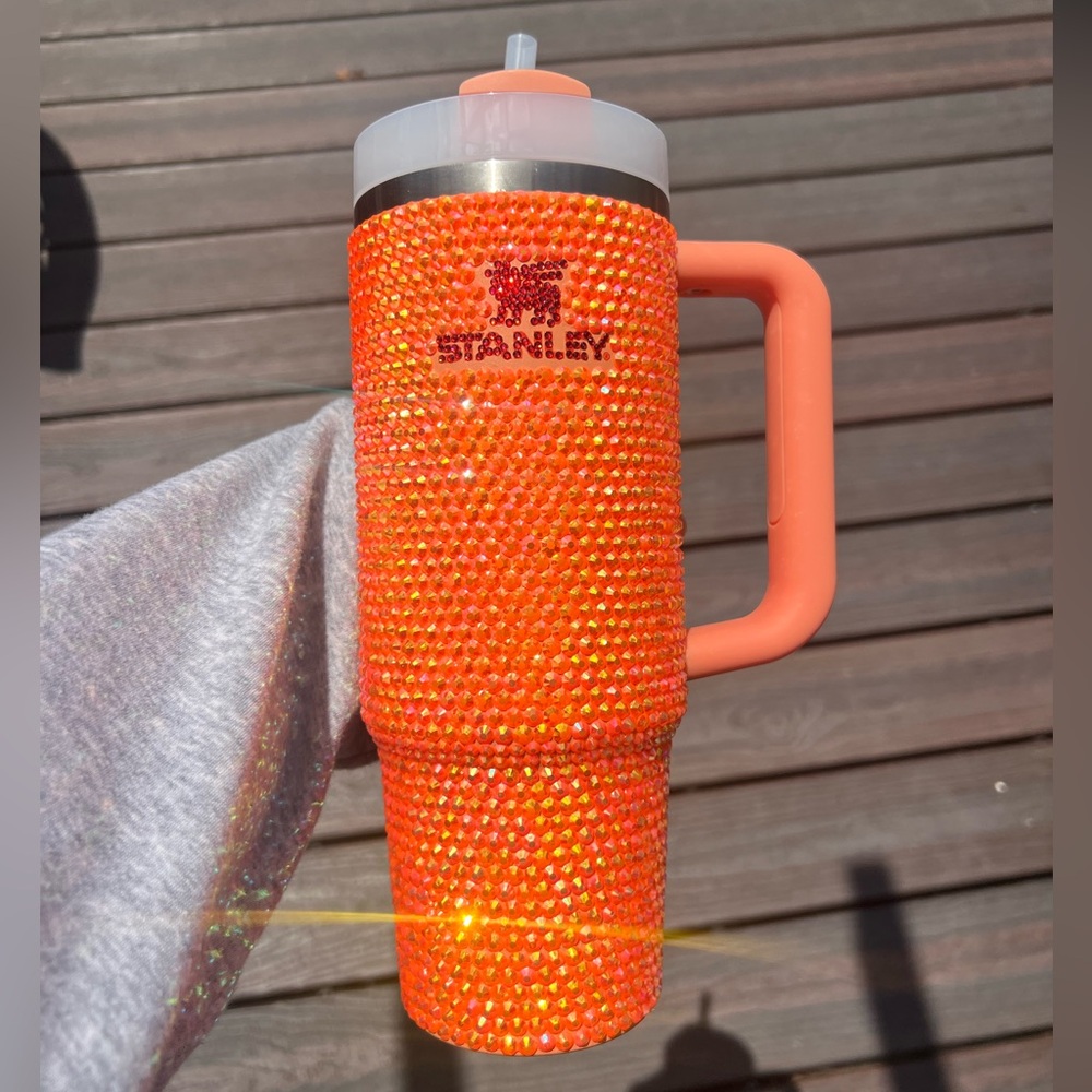 30oz ORANGE Bedazzled Bling Stanley Tumbler - Picture 3 of 4